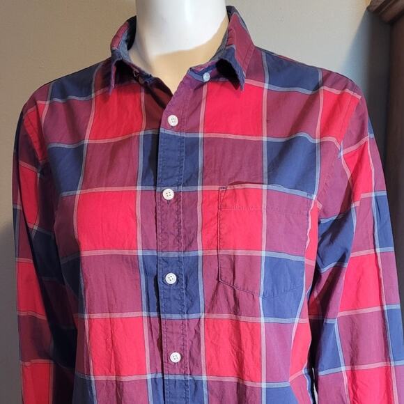 Express Red Blue Buffalo Plaid Flannel Shirt Sz M Soft Wash Cotton Gorpcore - Picture 3 of 10